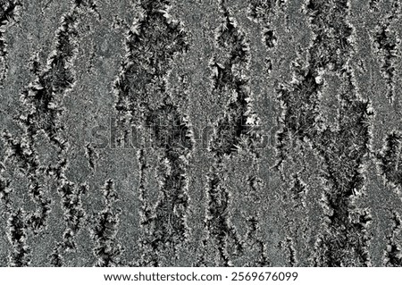 A grayscale of a vibrant pattern of ice crystals