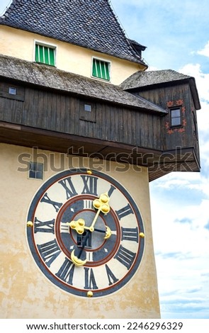 Graz Clock Tower - famous landmark in the capitol city of styria in austria, europe