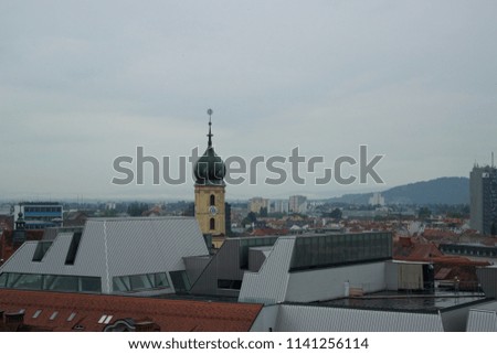 Similar – Image, Stock Photo peek over the city Sky