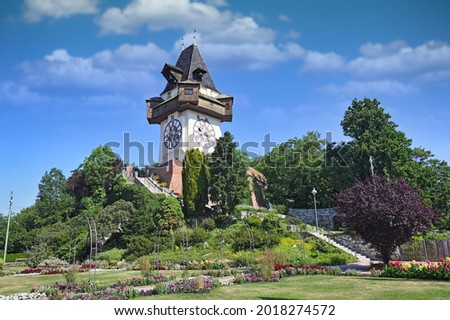 Grazer Uhrturm clock tower in Graz Styria Austria