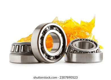 Grease and ball bearing  isolated on white background, lithium machinery lubrication for automotive and industrial. - Powered by Shutterstock