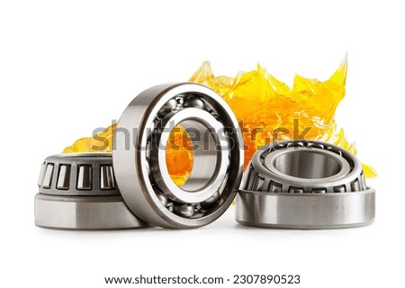 Grease and ball bearing  isolated on white background, lithium machinery lubrication for automotive and industrial.