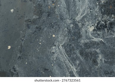 Grease and various types of dirt float on the surface of the polluted public canals, turning the water black.