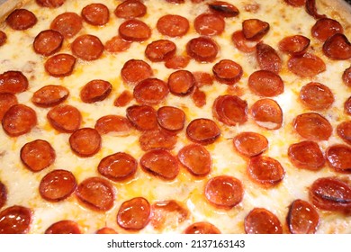 Greasy Pepperoni Pizza In Closeup