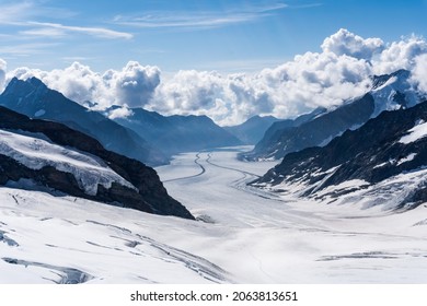 “rivers Of Ice”, The Great Aletsch Glacier, Part Of The Jungfrau-Aletsch Protected Area. Switzerland.