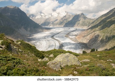 The Great Aletsch Glacier (part Of The Jungfrau-Aletsch Protected Area Which Was Declared A UNESCO World Heritage Site In 2001)