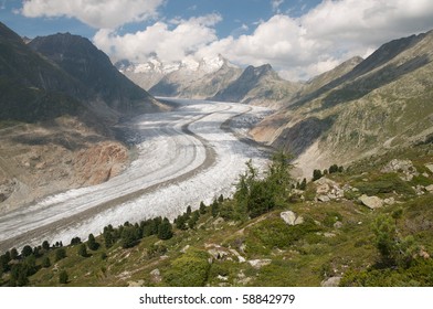 The Great Aletsch Glacier (part Of The Jungfrau-Aletsch Protected Area Which Was Declared A UNESCO World Heritage Site In 2001)