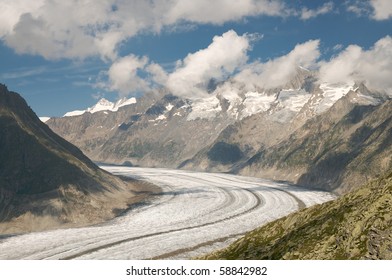 The Great Aletsch Glacier (part Of The Jungfrau-Aletsch Protected Area Which Was Declared A UNESCO World Heritage Site In 2001)