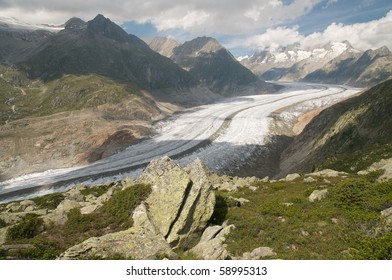 The Great Aletsch Glacier (part Of The Jungfrau-Aletsch Protected Area Which Was Declared A UNESCO World Heritage Site In 2001)