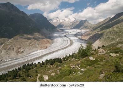 The Great Aletsch Glacier (part Of The Jungfrau-Aletsch Protected Area Which Was Declared A UNESCO World Heritage Site In 2001)