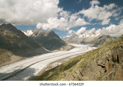 The Great Aletsch Glacier (part Of The Jungfrau-Aletsch Protected Area Which Was Declared A UNESCO World Heritage Site In 2001)