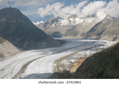 The Great Aletsch Glacier (part Of The Jungfrau-Aletsch Protected Area Which Was Declared A UNESCO World Heritage Site In 2001)