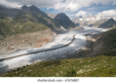 The Great Aletsch Glacier (part Of The Jungfrau-Aletsch Protected Area Which Was Declared A UNESCO World Heritage Site In 2001)