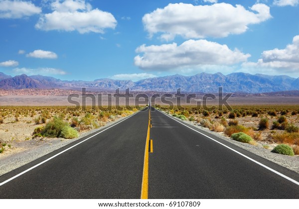 Great American road, crossing a huge Death\
Valley in California