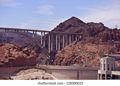 Great Basin Highway Above Hoover Dam - Hoover Dam Bypass Bridge. Arizona And Nevada Border, USA.