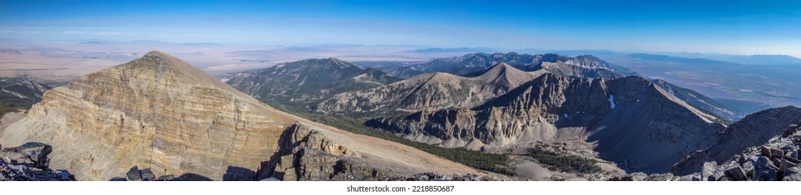 Great Basin National Park Panorama View Of Snake Range Mountains From Wheeler Peak Summit