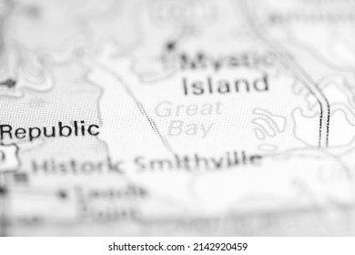 Great Bay. New Jersey. USA On A Geography Map