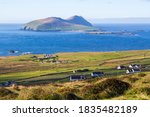 The Great Blasket Island viewed from the slopes of Cruach Mhárthain on the Dingle Peninsula along the Wild Atlantic Way in Ireland