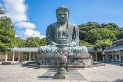 The Great Blue Buddha Statue Kamakura Daibutsu At Kotoku In Shrine Temple In Kamakura,Kanagawa, Japan