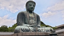 The Great Blue Buddha Statue Kamakura Daibutsu At Kotoku In Shrine Temple In Kamakura,Kanagawa, Japan