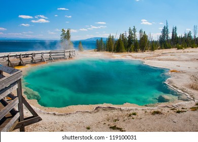 The great blue pool in Yellowstone National Park