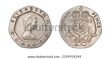 Great Britain 20p, 1983 on white
