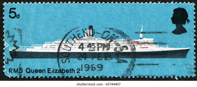 GREAT BRITAIN - CIRCA 1969: A Stamp Printed In Unuited Kingdom Shows RMS Queen Elizabeth 2,  British Ships Series, Circa 1969