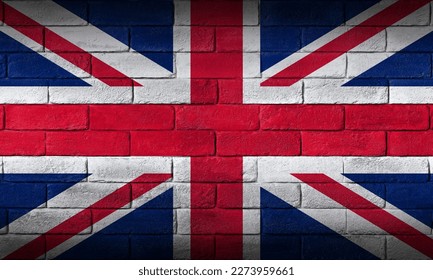 Great Britain flag painted on a brick wall