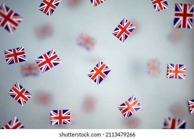 Great Britain, national holiday country. Mini flags on a transparent foggy background. concept patriotism, pride and freedom. Platinum Jubilee of Queen Elizabeth II. High quality photo - Shutterstock ID 2113479266