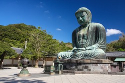 Great Buddha Of Kamakura Or Kamakura Daibutsu Is A Large Bronze Statue Of Amida Buddha Sits In The Open Air At Kotoku-in Temple That A World Heritage Site By UNESCO.