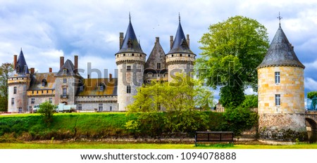 Great castles of Loire valley in France. Sully-sur-loire