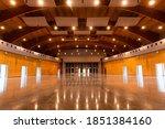 Great conference hall wood architecture classic style empty no people front view copy space at center