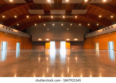 Great Conference Hall Wood Architecture Classic Style Empty No People Front View Copy Space At Center