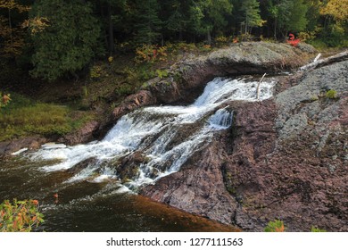Great Conglomerate Falls. The Great Conglomerate Falls is located in the Ottawa National Forest in the Upper Peninsula of Michigan. - Shutterstock ID 1277111563