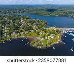 Great Cove on Piscataqua River aerial view in summer with Spinney Creek at the background, South Eliot, Maine ME, USA. 