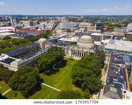 Great Dome of Massachussets Institute of Technology (MIT) aerial view, Cambridge, Massachusetts MA, USA.