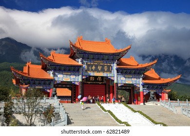 The great door of Chongsheng Monastery,  Dali old town in Yunnan province, China