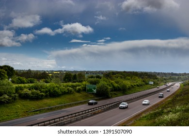 Great Dunmow, Essex / UK - MAY 04 2019: View To A120 Road Near To Great Dunmow