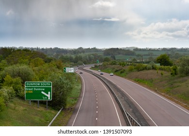 Great Dunmow, Essex / UK - MAY 04 2019: View To A120 Road Near To Great Dunmow