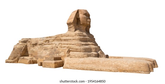 Great egyptian Sphinx isolated on a white background - Powered by Shutterstock