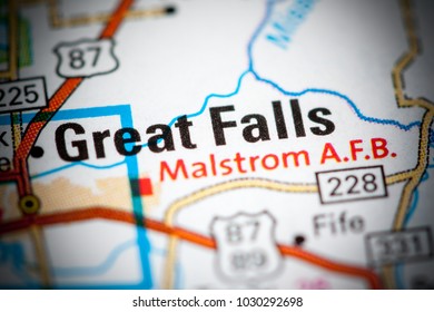 Great Falls. Montana. USA On A Map.