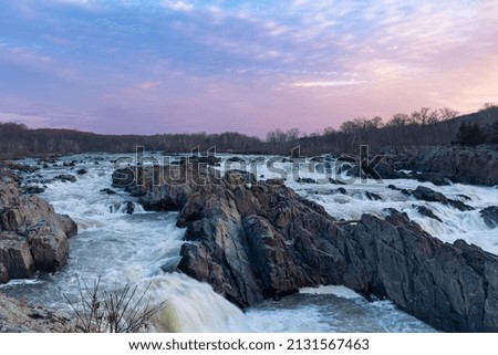 Great Falls National Park at sunrise during the winter