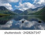 Great gable, lingmell, and yewbarrow, lake wastwater, wasdale, lake district national park, cumbria, england, united kingdom, europe