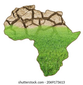 The Great Green Wall In Africa To Avoid Desertification , Isolated On White Background