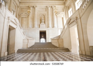 Great hall and staircase of Versailles Chateau. France
