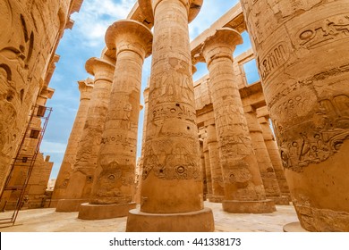 Great Hypostyle Hall and clouds at the Temples of Karnak (ancient Thebes). Luxor, Egypt - Shutterstock ID 441338173