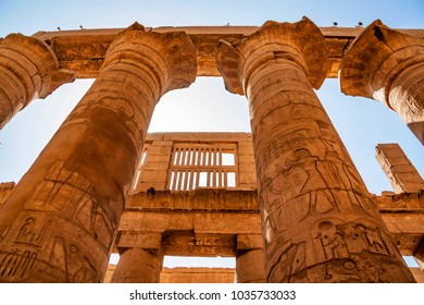 Great Hypostyle Hall At Temples Of Karnak In Luxor