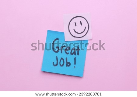 Great Job written on sticky notes over pink background