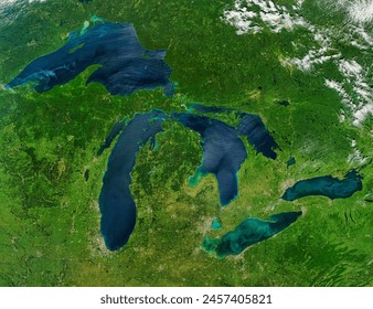 The Great Lakes. The Great Lakes. Elements of this image furnished by NASA.