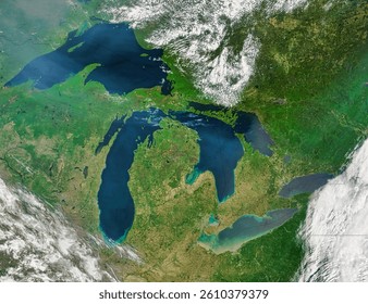 The Great Lakes.  Elements of this image furnished by NASA.